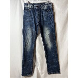 Sean John Jeans Men 32x32 (30)Blue Athlete Tapered distressed Stretch Dark Denim